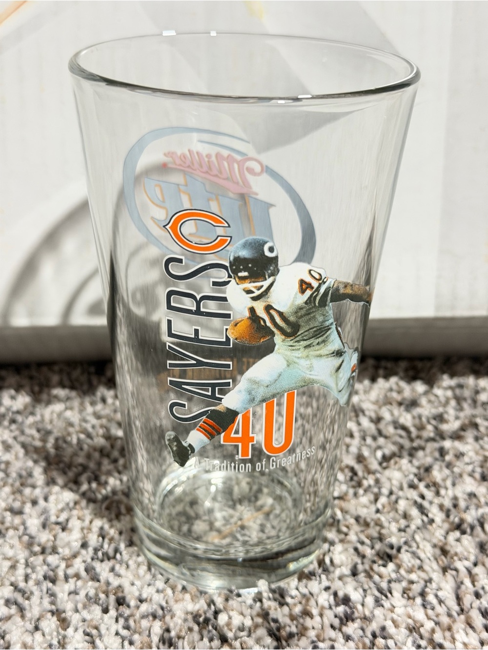 Chicago Bears 4U Clear Pint Glass - featuring Gayle Sayers #40